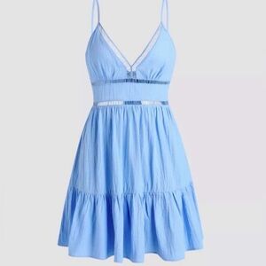 Cider Light Blue Bowknot Babydoll Mini Dress